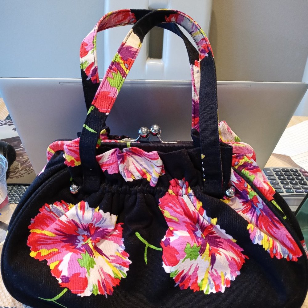 Lulu Guinness Black Floral Handbag